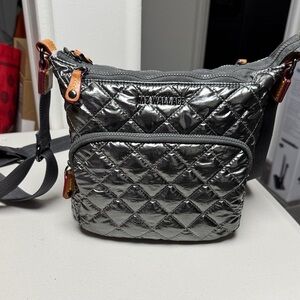 MZ Wallace Metro Scout Deluxe Crossbody Bag in Pewter Metallic